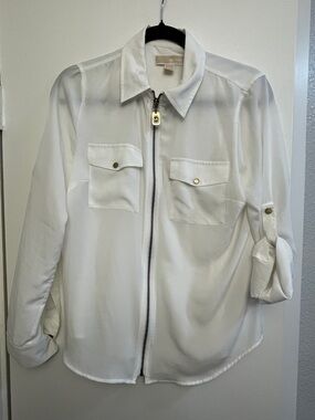 Michael Kors Cream Button-Front Shirt Jacket